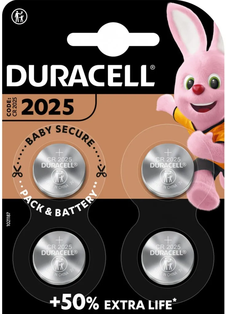 Duracell CR2025 lithium button cell 3V (4 pieces, CR2025)