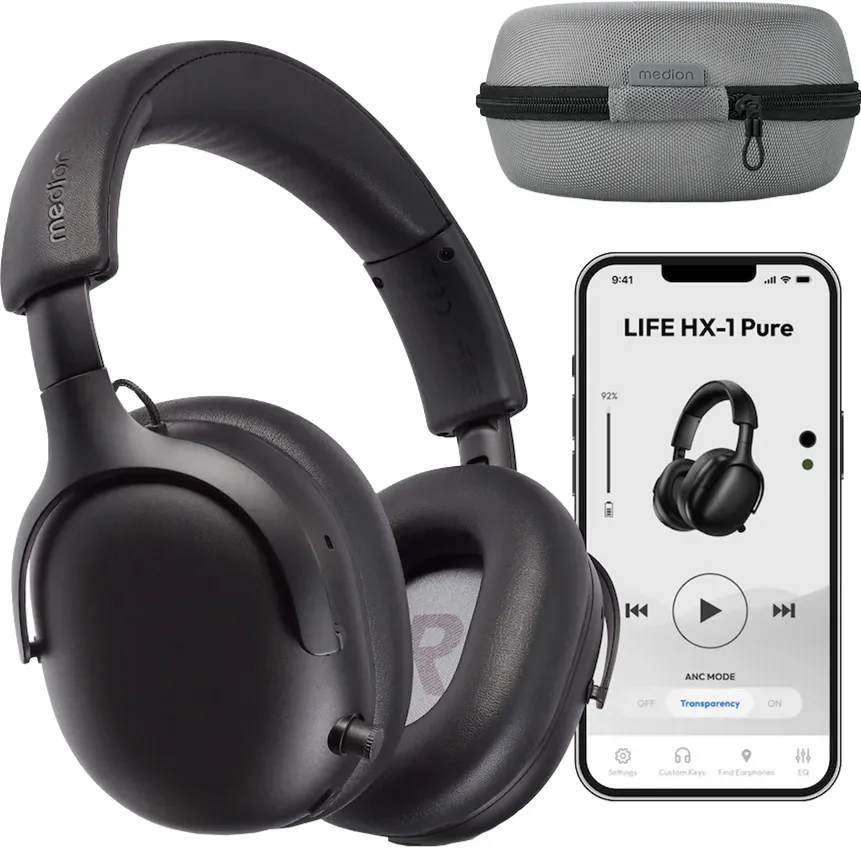 Medion Life HX1-Pure over-ear headphones (black, Bluetooth)