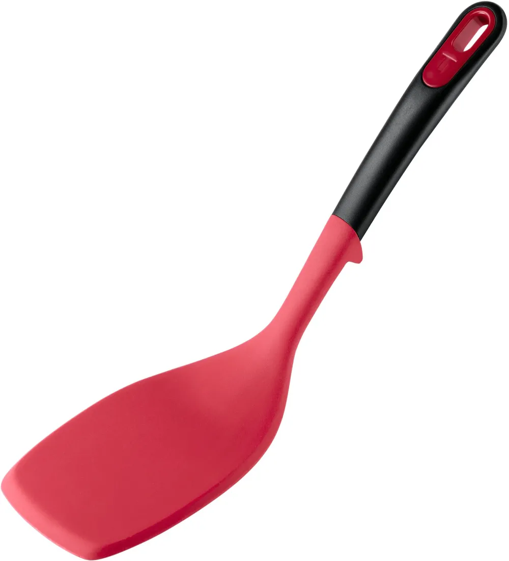 Spatula flexibila Tefal Ingenio+, rezistenta la temperaturi inalte, compatibilitate cu masina de spalat vase, silicon, rosu & negru