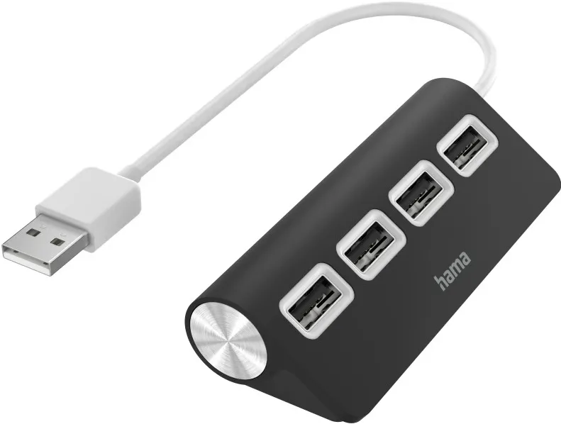 USB Hub, 4 Ports, USB 2.0, 480 Mbit/s, black