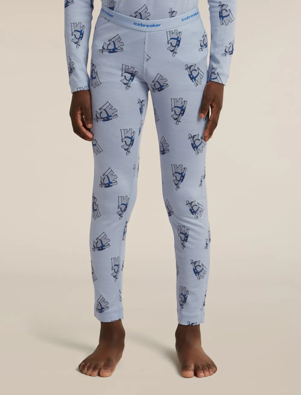 Icebreaker - colanti - 200 Oasis Leggings Bear Tour K - Zinc Blue/Aop - 3