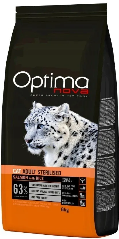 OPTIMANOVA Cat Adult Sterilised Salmon and Rice - dry cat food - 6kg
