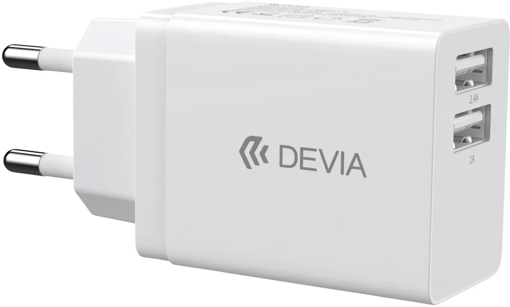 Devia wall charger Smart 2x USB 2,4A white