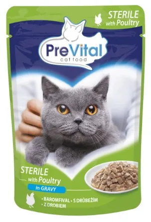 PREVITAL Cat Food Sterile Poultry in Sauce - Wet Cat Food - Pouch 100 g