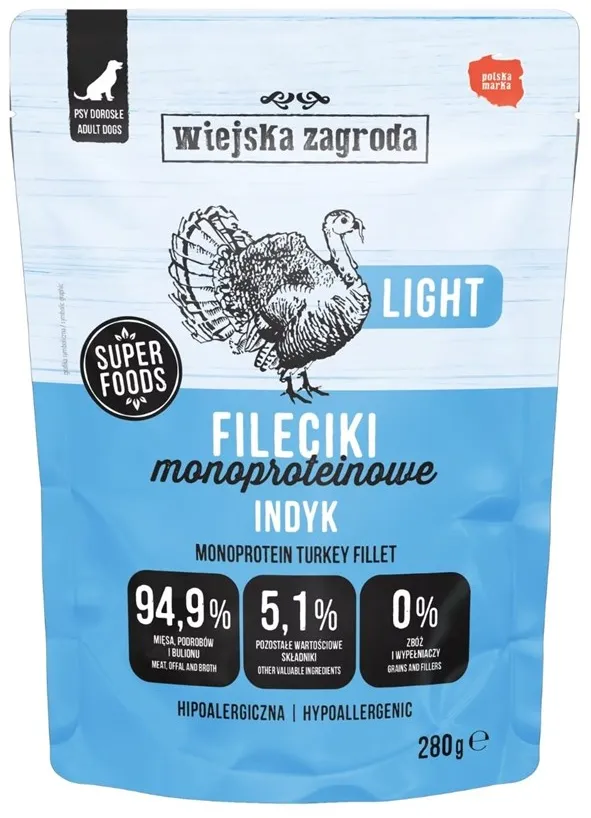 WIEJSKA ZAGRODA Mono Turkey Fillets Light - wet dog food - 280g