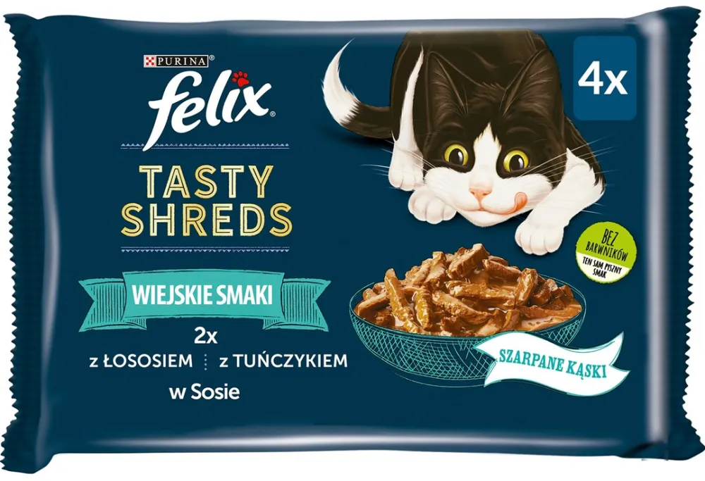 FELIX Tasty Shreds with salmon and tuna - 4x 80g