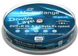 MediaRange DVD+R Double Layer Print 8x Cake10