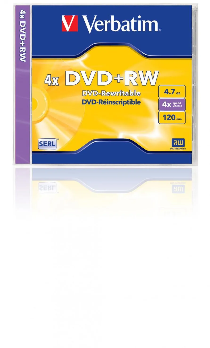 VERBATIM DVD+RW SERL 4.7GB 4X MATT SILVER SURFACE Jewel Case