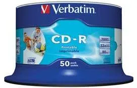 VERBATIM CD-R AZO 700MB 52X DL+ white wide printable surface NON-ID