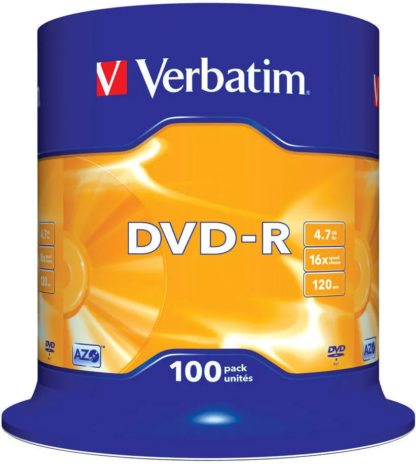 VERBATIM DVD-R 16X 100 pk spindle 4.7GB