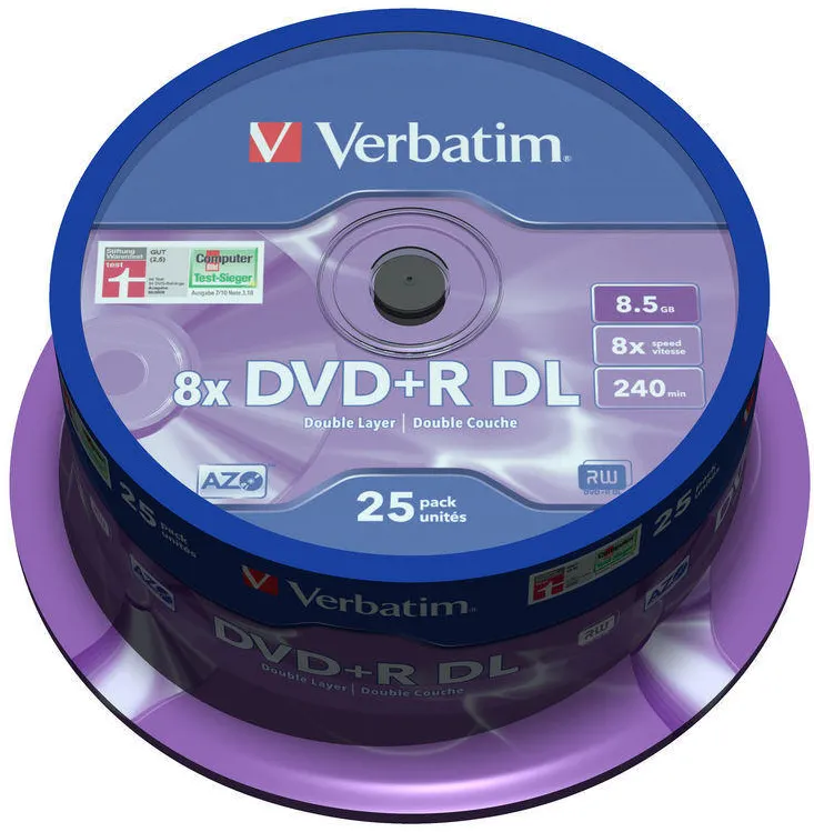 VERBATIM DVD+R double layer 8X 8.5GB matt silver surface