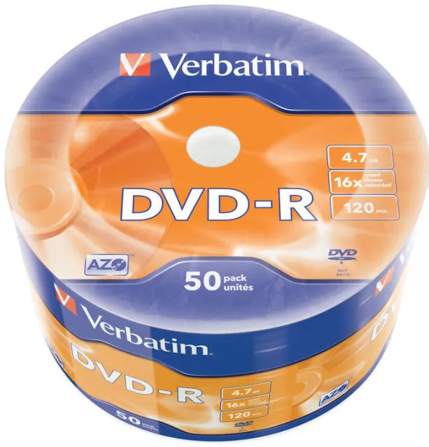 VERBATIM DVD-R AZO 4.7GB 16X DL+ wide printable surface NON-ID