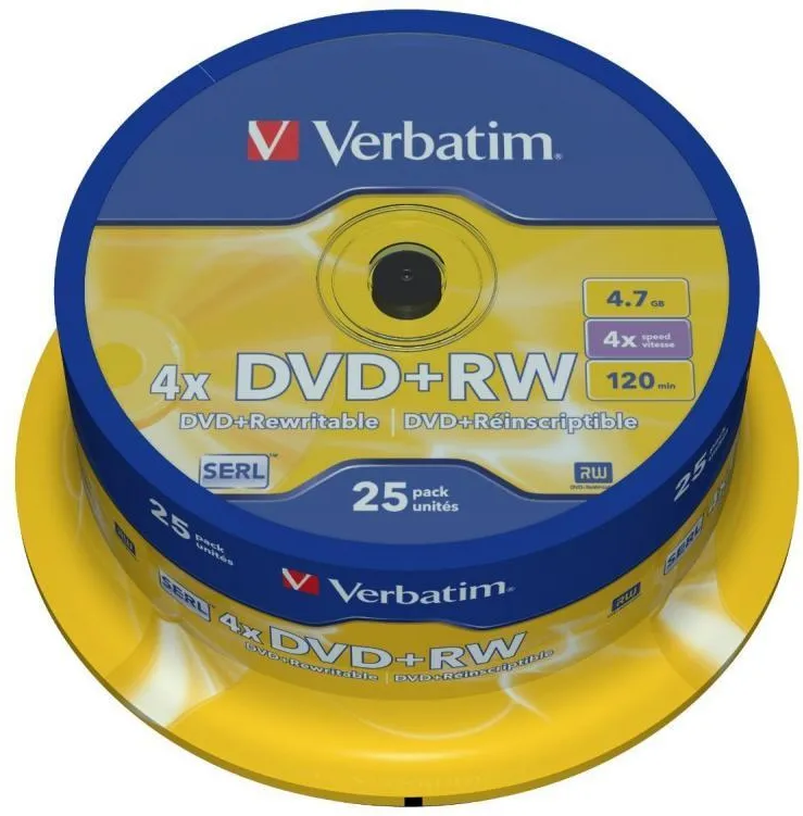 VERBATIM DVD+RW 4X spindle 25