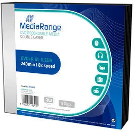 MediaRange DVD+R Double Layer 8,5GB 8x Slimcase Pack5
