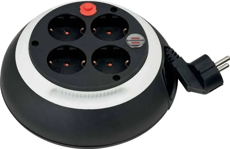 Brennenstuhl Comfort-Line Cable Box H05VV-F 3G1,5, 4 prize, 3 m, retractabil, negru/alb