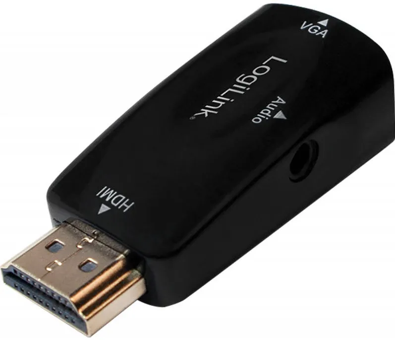 Adaptor Logilink 1x HDMI Male - 1x VGA Female + 1x Jack 3.5 mm Female, negru