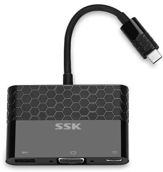 Adaptor SSK USB Male tip C - VGA Female/USB Type-C/USB Type-A negru