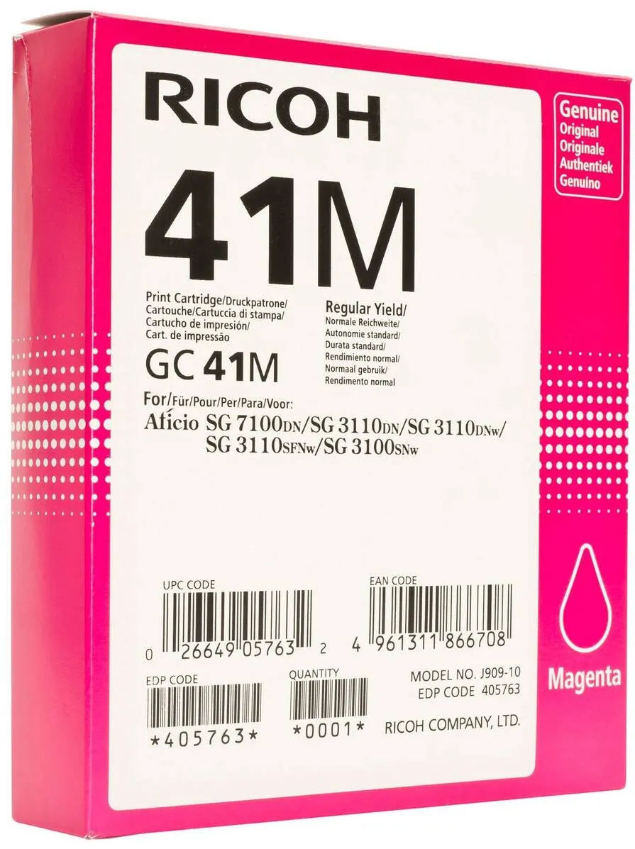Toner imprimanta Ricoh MAGENTA 405763 GC-41M 2,2K ORIGINAL RICOH AFICIO SG 3100SNW