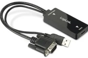 Adaptor Logilink 1x VGA Male + 1x USB Male - 1x HDMI Female