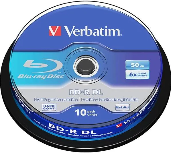 VERBATIM BluRay BD-R DUAL LAYER [ Spindle 10| 50 GB | 6x ]
