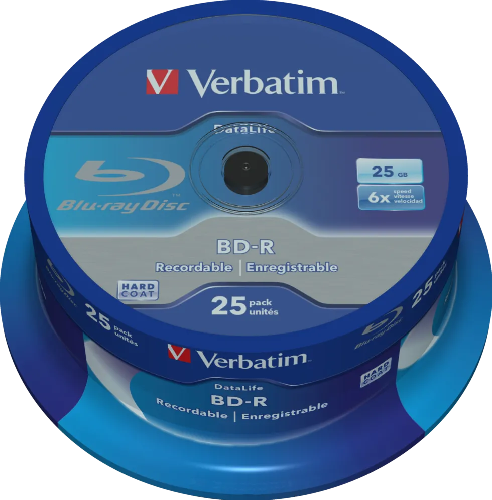 VERBATIM BluRay BD-R Single layer DATALIFE [ Spindle 25 | 25GB | 6x ]