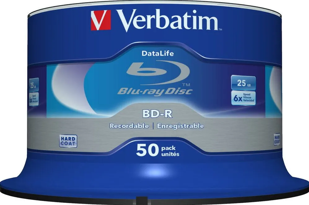VERBATIM BluRay BD-R SL DATALIFE [ Spindle 50 | 25GB | 6x ]