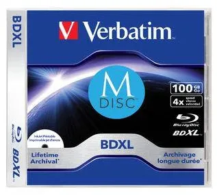 VERBATIM BluRay M-DISC BD-R [ 100GB | 4x | Inkjet Printable ] 5 PACK