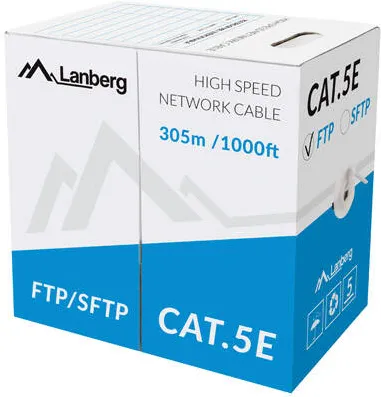 Cablu LANBERG FTP stranded CCA, cat. 5e, 305m, gray