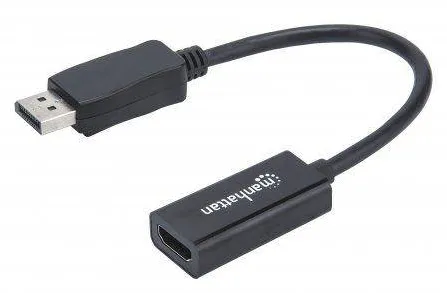 MANHATTAN Manhattan Adapter cable DisplayPort DP to HDMI M/F 1080p Full HD 15cm black