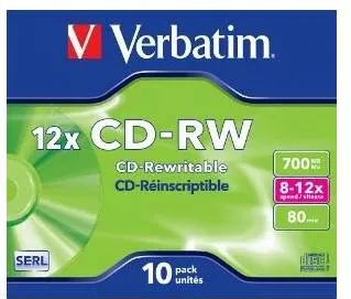 VERBATIM CD-RW [ 700MB, 12x, jewel case, 10 bucati ]