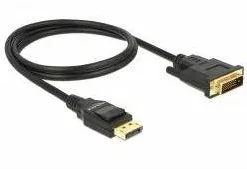 DELOCK Cablu Displayport 1.2 tata - DVI 24+1 tata pasiv 2m; negru