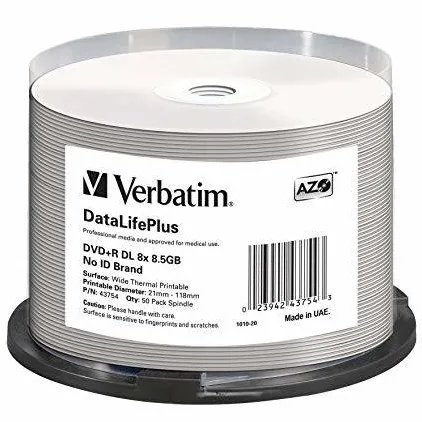 VERBATIM DVD+R DL[ spindle 50 | 8,5GB | 8x | wide printable surface ]