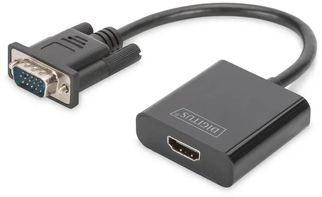 Adaptor Assmann Audio-Video Converter VGA to HDMI, 1080p FHD, audio 3.5mm MiniJack