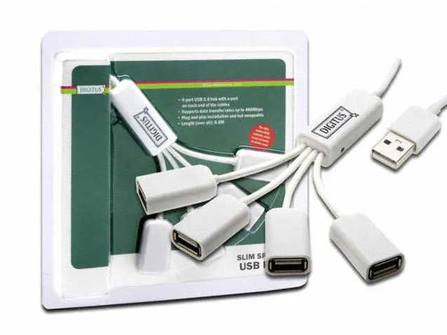 Hub USB Assmann DIGITUS USB 2.0 Mini Hub, 4-port Slim Spider
