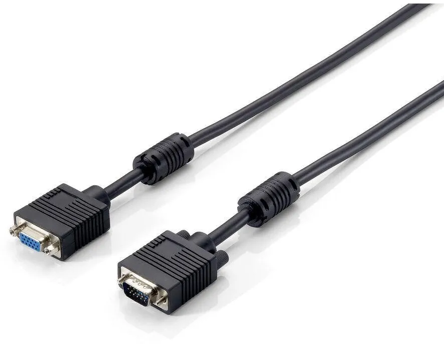 EQUIP VGA HD15m/HD15f with ferrite core 1.8m Negru
