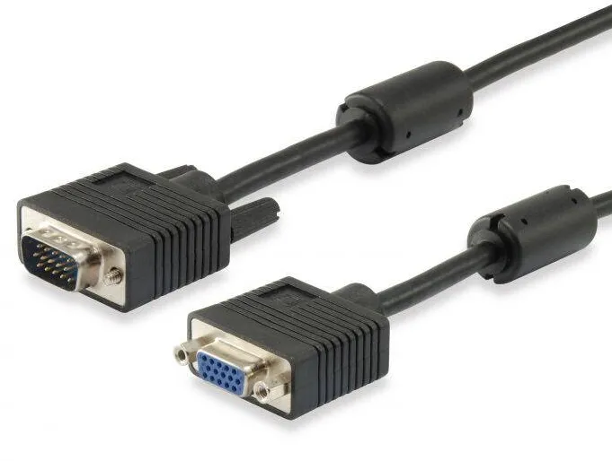 EQUIP Cablu VGA HD15m/HD15f with ferrite core 5m Negru