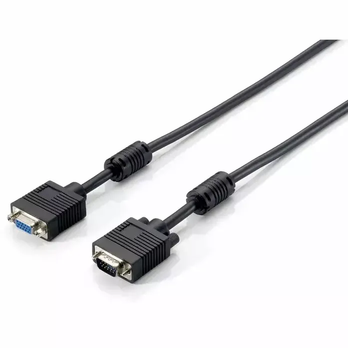 EQUIP Cablu VGA HD15m/HD15f with ferrite core 15m Negru