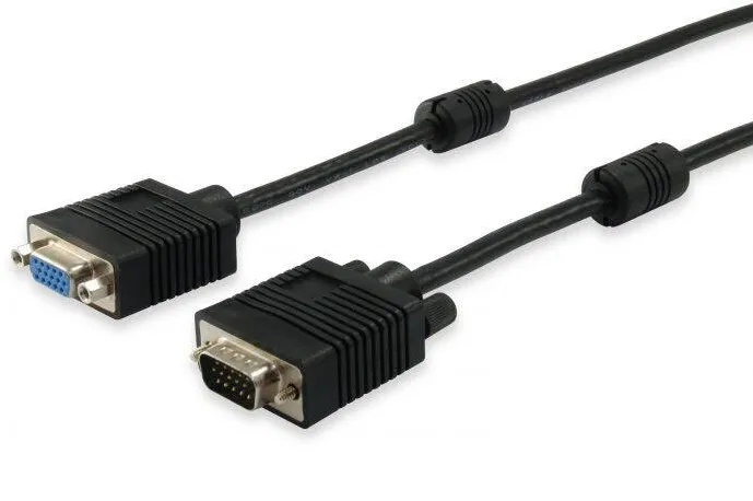EQUIP Cablu VGA HD15m/HD15f with ferrite core 8m Negru