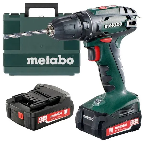 Metabo BS 14.4 - Masina de gaurit si insurubat cu 2 acumulatori, Li-Ion, 14.4 V, 2 Ah, 40 Nm, led iluminare, valiza plastic
