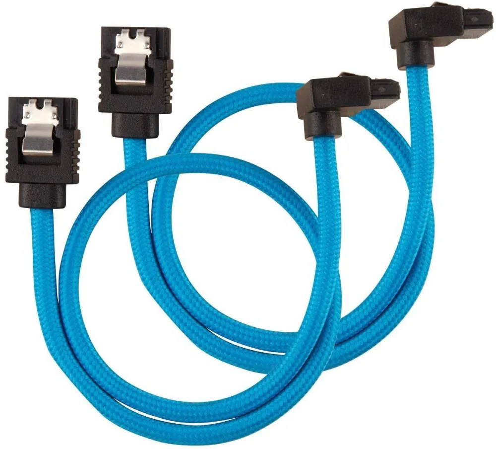 Modding PC Corsair Premium Sleeved SATA 6Gbps 30cm 90° Connector Cable — Blue
