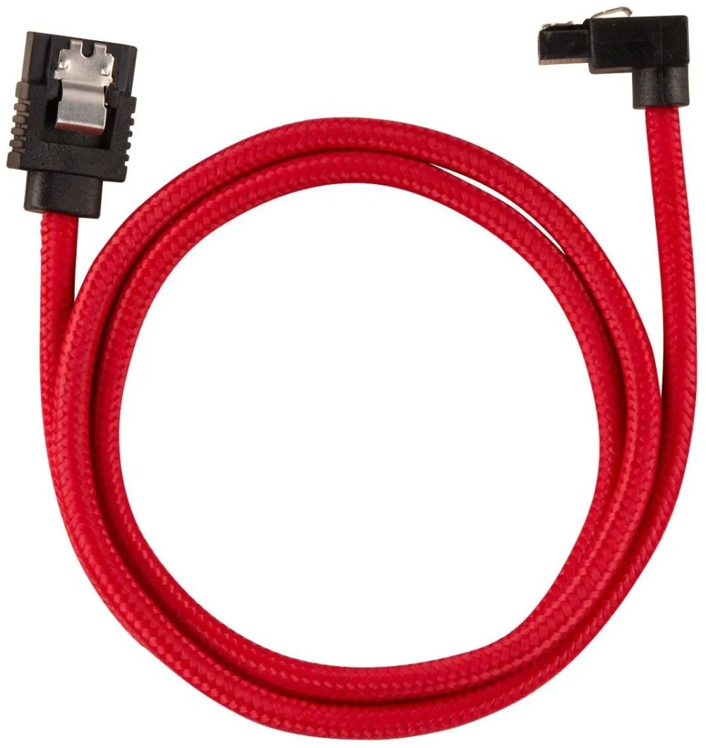 Modding PC Corsair Premium Sleeved SATA 6Gbps 60cm 90° Connector Cable — Red
