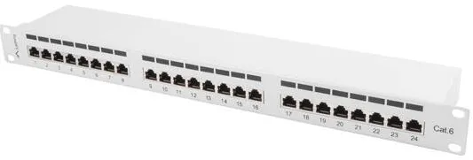 Accesoriu Retea LANBERG Patch Panel 24 port 1U, cat. 6, shielded, grey