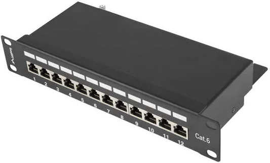 Accesoriu Retea LANBERG Patch Panel 10'', 12 port 1U, cat.6, black