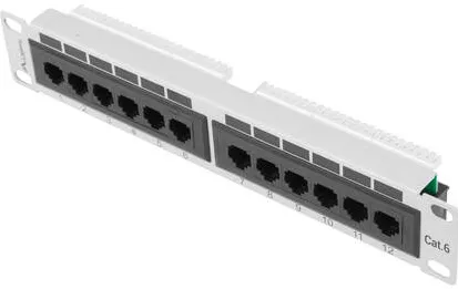 Accesoriu Retea LANBERG Patch Panel 10'', 12 port 1U, cat.6, grey