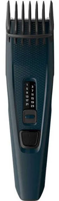 Masina de tuns Seria 3000 HC3505/15, 13 setari de lungime (0.5-23 mm), urilizare cu fir, lame din otel inoxidabil cu autoascutire, Trim-and-Flow, Negru/Albastru