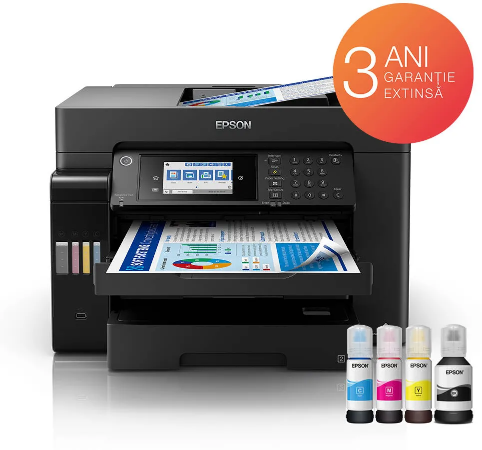 Imprimanta multifunctionala Epson EcoTank L15160, InkJet CISS, Color, Format A3, Duplex, Fax, Retea, Wi-Fi