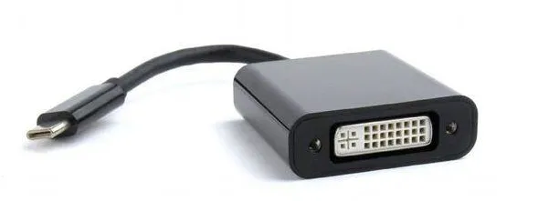 Adaptor Spacer 1x USB tip C Male - 1x DVI-I Female, negru
