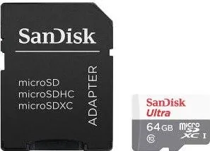 Card de Memorie SanDisk Micro SDXC Ultra 64GB UHS-I Clasa 10 + SD Adaptor