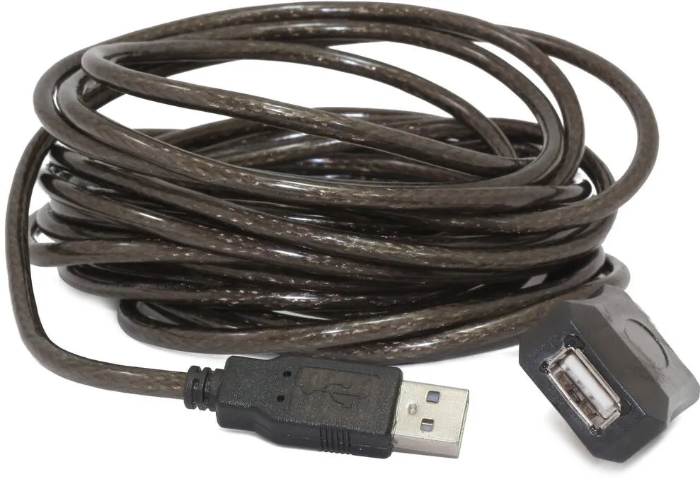 Gembird prelungitor, USB 2.0 (T) la USB 2.0 (M),  5m, activ (permite folosirea unui cablu USB lung), Negru "UAE-01-5M"