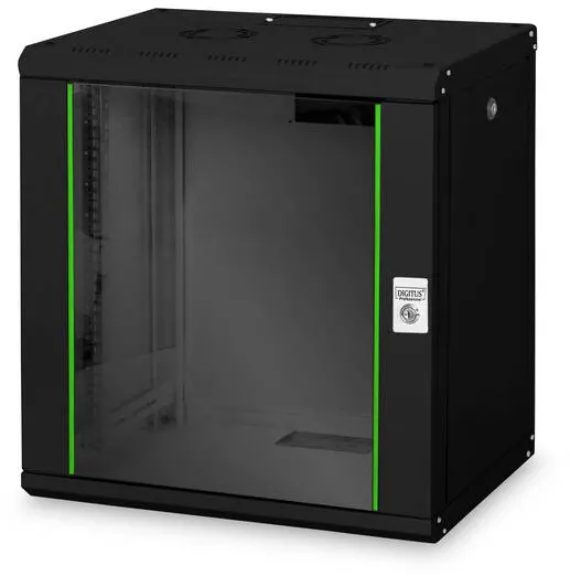 Accesoriu Retea Assmann Wall Cabinet 19inch 12HE RAL9005 black without tray 624mmx600mmx450mm cu usa de sticla